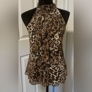 B Wear Byer California Sleeveless Leopard Print Blouse size Medium